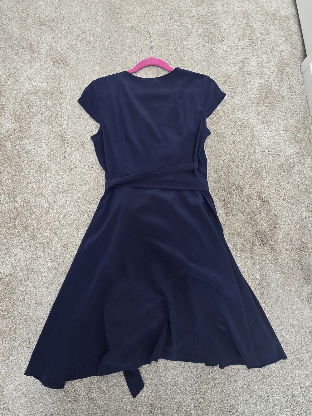 LilySilk Navy Silk Wrap Dress Sz 2 Mulberry Silk Quiet Luxury Coastal Chic - Picture 10 of 12